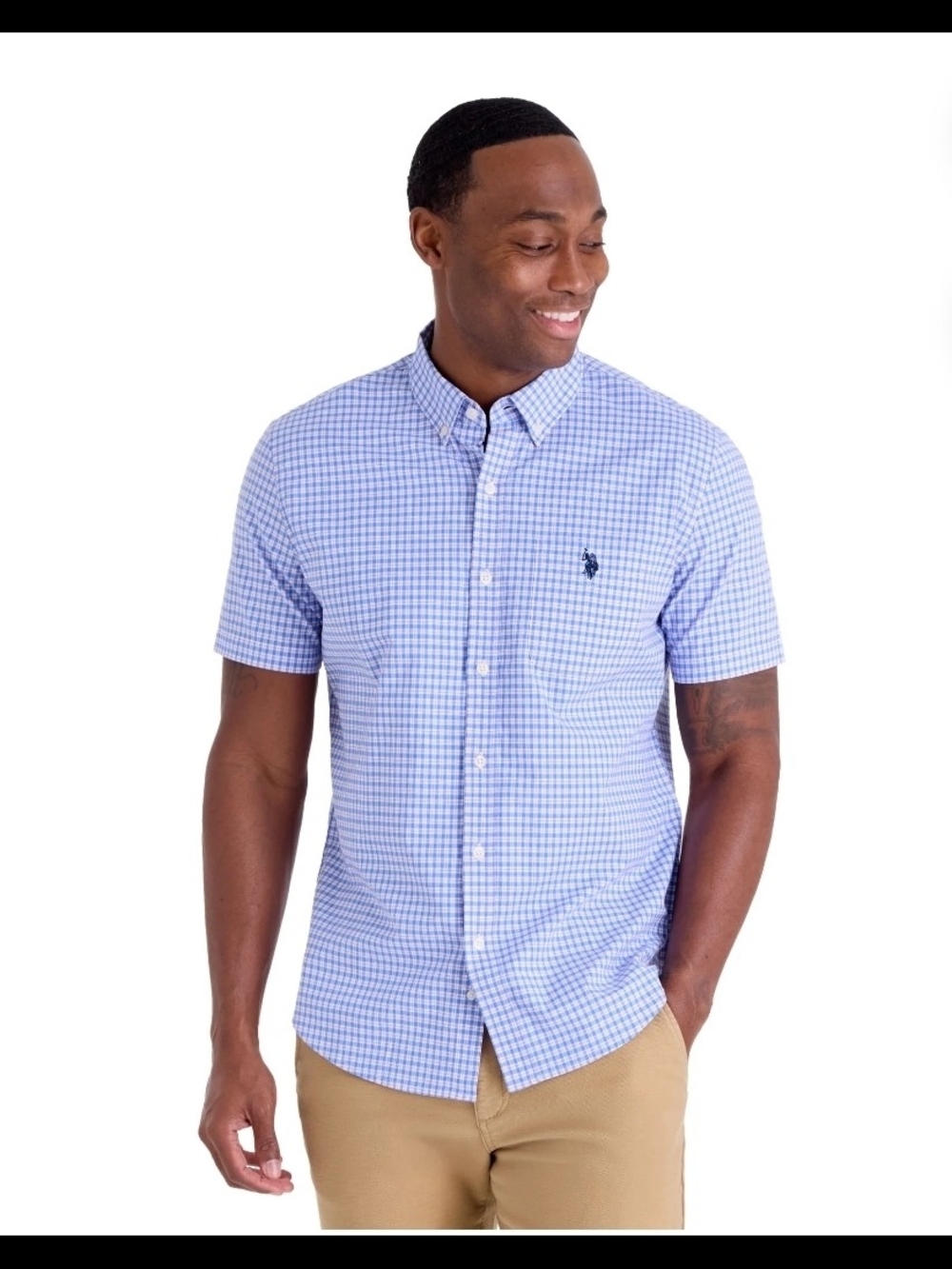 U.S. Polo Assn. NWT Men’s Plaid Short Sleeve Button Down Shirt Stretch M